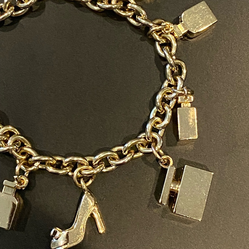 Dolce & Gabbana Gold Logo Perfume Bottle Charm Link Bracelet - Picture 3 of 16